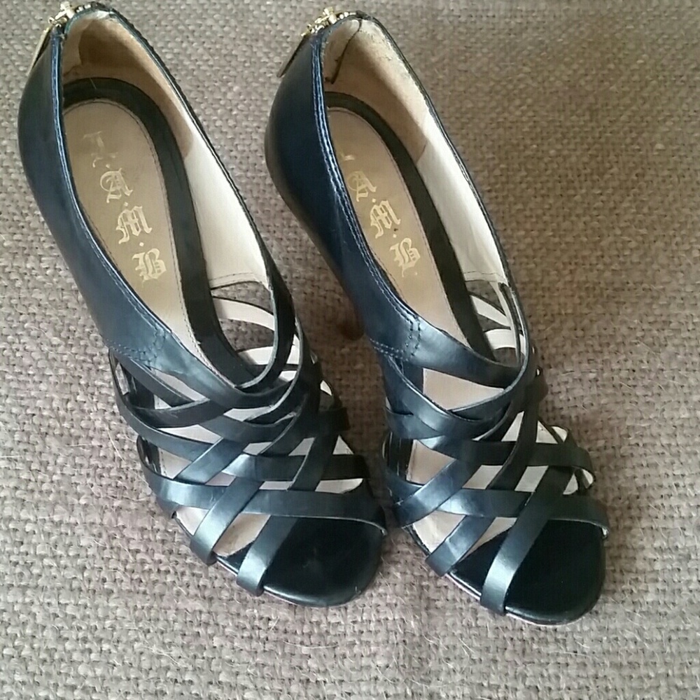 L.A.M.B  black strapy heels